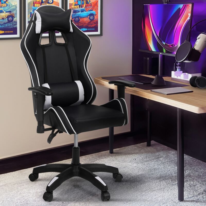 foto del prodotto idmarket sill n de juego carter con reposabrazos abatibles en 4d y altura regulable, blanco y negro