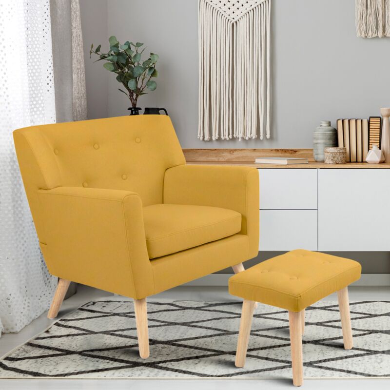 foto del prodotto idmarket sill n escandinavo liv con reposapi s de tela amarilla