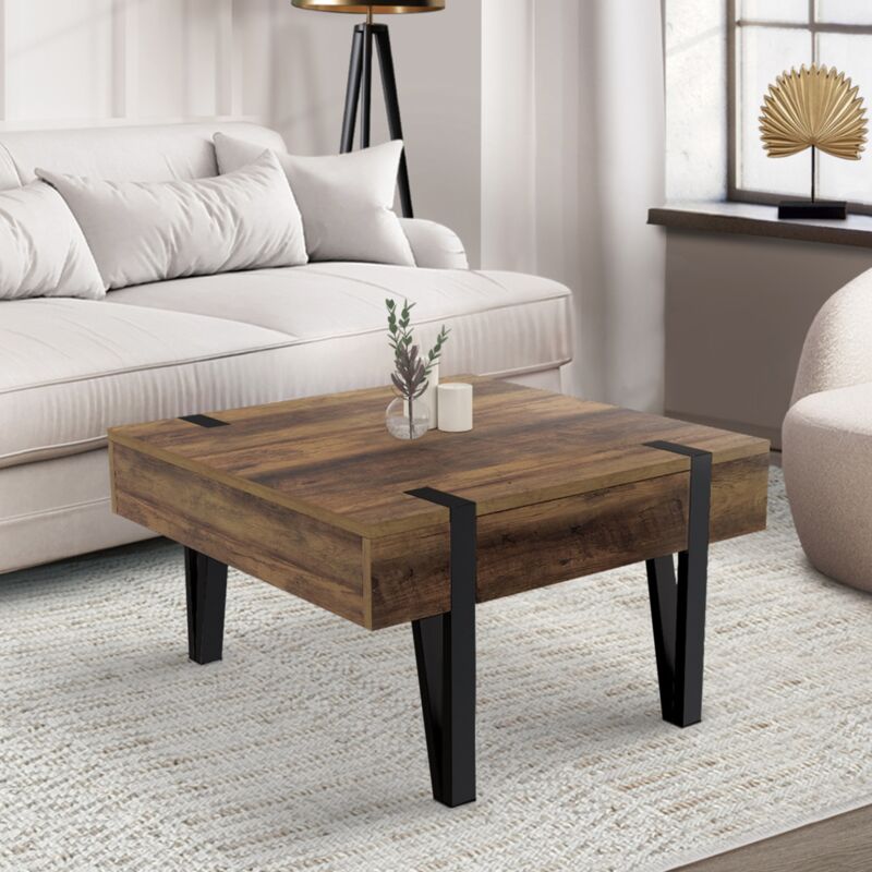 foto del prodotto idmarket table basse carr e austria 1 tiroir bois pied pingle