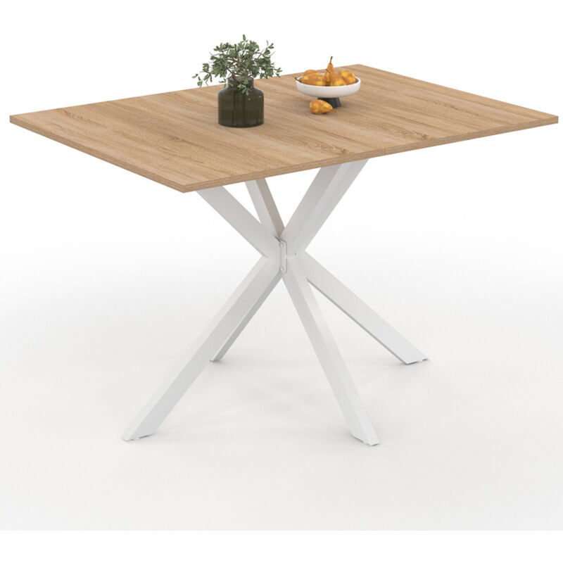 foto del prodotto idmarket - table à manger rectangle alix 4-6 personnes pied araign e bois et blanc 110 cm