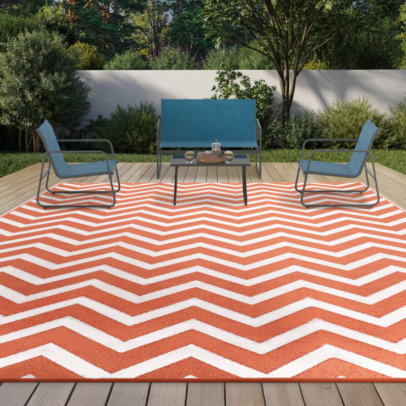 foto del prodotto idmarket tappeto per esterni chevrons terracotta 270 x 370 cm