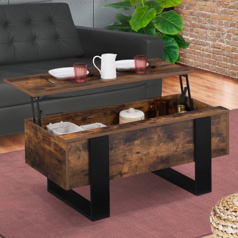 foto del prodotto idmarket tavolino con piano sollevabile in legno effetto invecchiato e nero phoenix