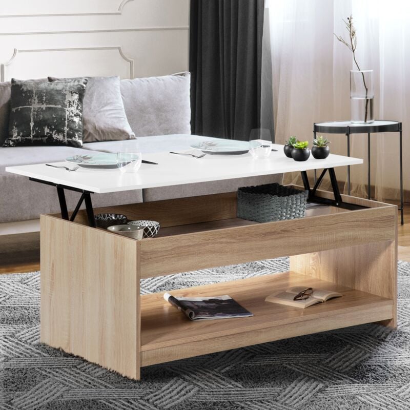 foto del prodotto idmarket tavolino con piano sollevabile soa wood imitazione faggio bianco