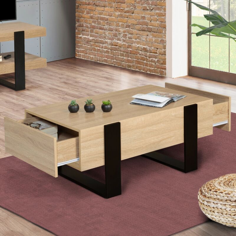 foto del prodotto idmarket tavolino phoenix con cassetti 100 cm in legno nero