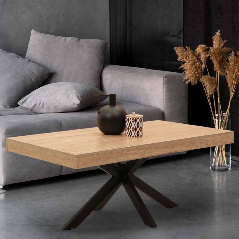 foto del prodotto idmarket tavolino rettangolare alix 110 cm con gambe in legno e ragno nero