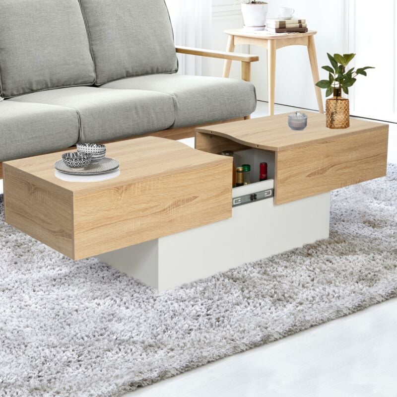 foto del prodotto idmarket tavolino scorrevole marta in legno bianco e finto faggio