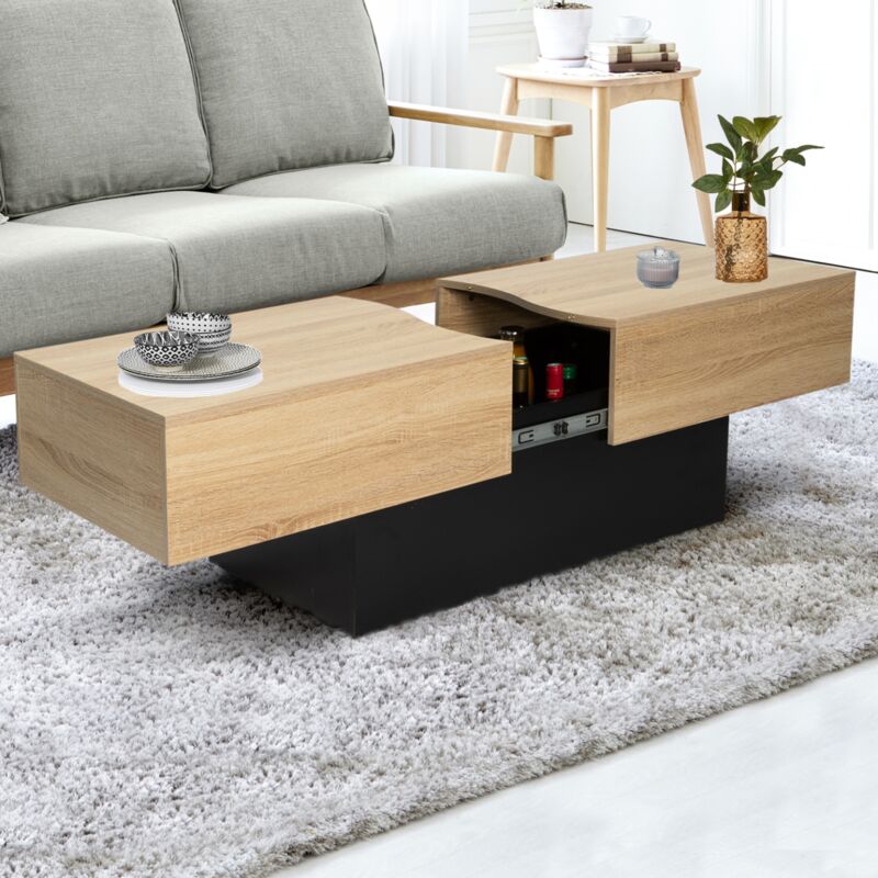 foto del prodotto idmarket tavolino scorrevole marta in legno nero e finto faggio