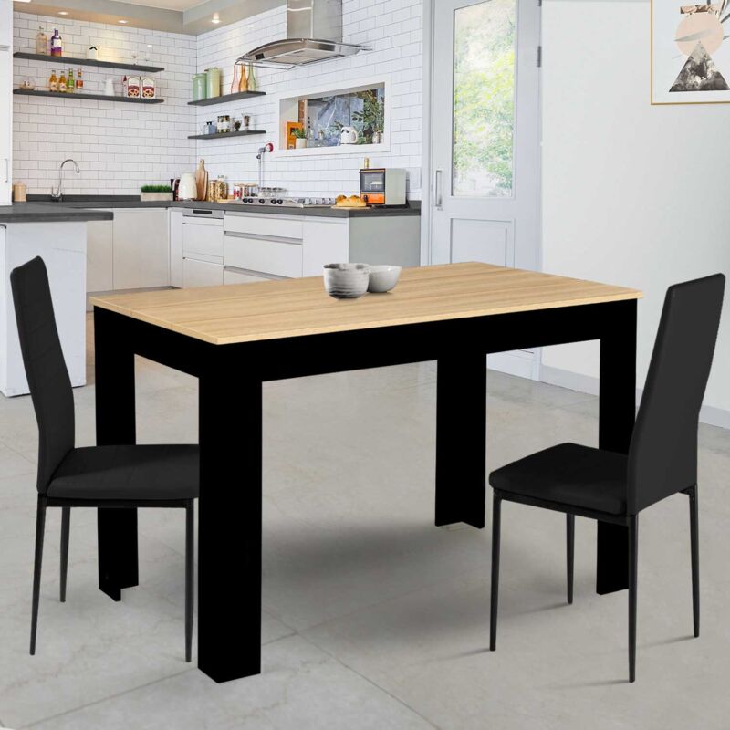 foto del prodotto idmarket tavolo da pranzo rozy per 6 persone nero e piano effetto faggio 110 cm