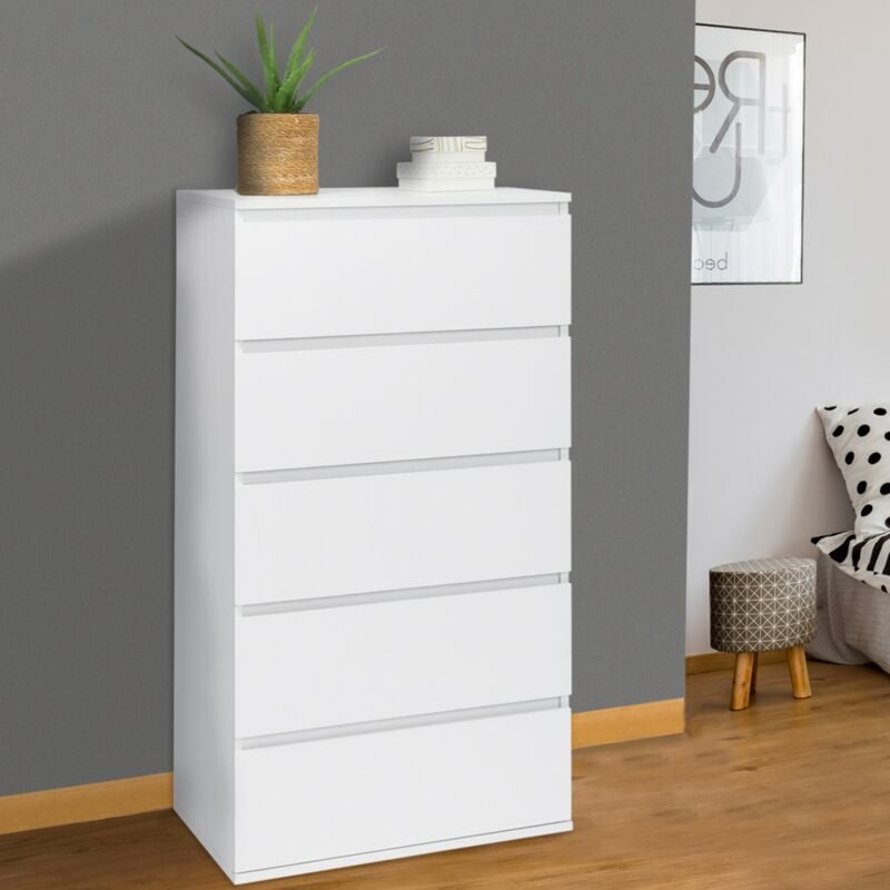 foto del prodotto idmarket tomi cassettiera a 5 cassetti 60 cm in legno bianco settimanale