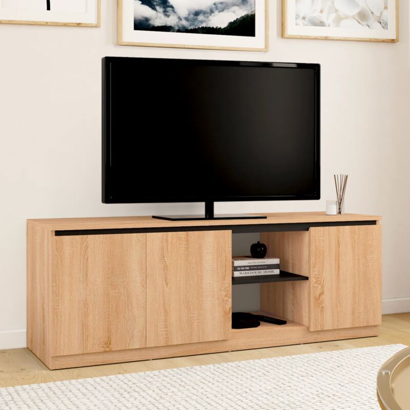 foto del prodotto idmarket tomi porta tv a 3 ante in faggio e nero 140 cm