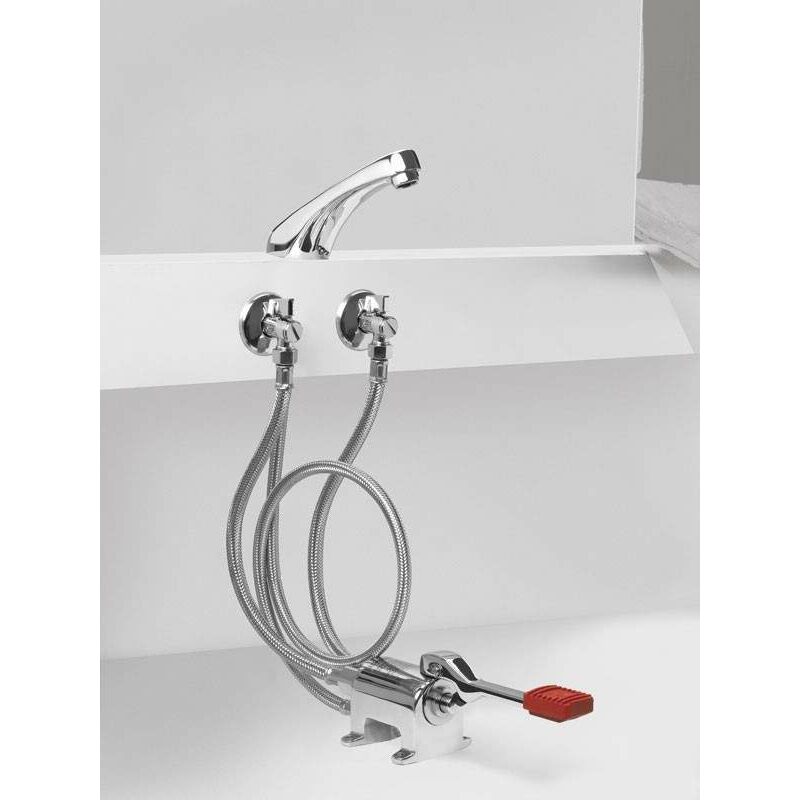 foto del prodotto idral kit di installazione completo di miscelatore monopedale e bocca di erogazione kfl70 26 cromo