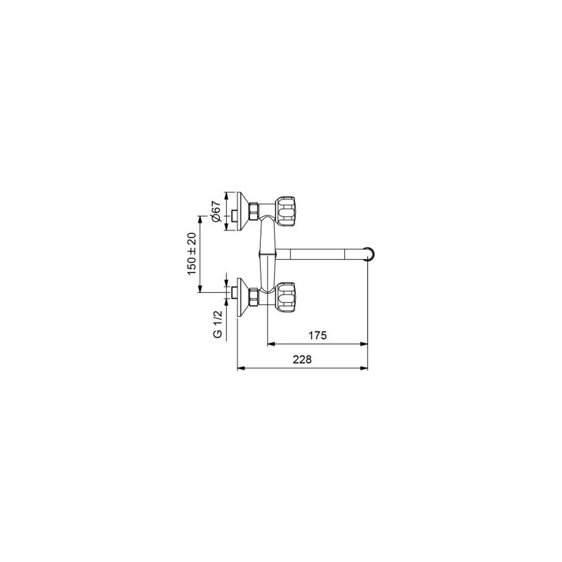 foto del prodotto idral miscelatore a parete per lavello con canna girevole inferiore 0159 86 cromato ottone