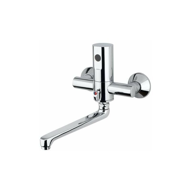 foto del prodotto idral miscelatore elettronico lavello lavabo con bocca erogazione girevole 140mm,alimentazione a batteria serie one 02552 1 140 cromato ottone