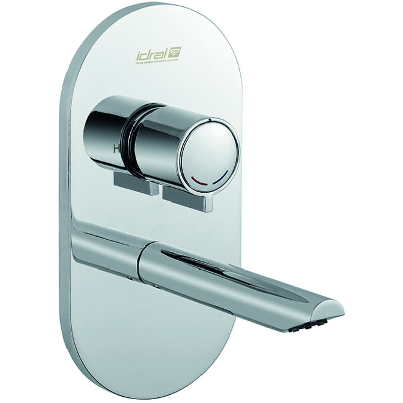 foto del prodotto idral - miscelatore temporizzato per lavabo da incasso con bocca di erogazione con pulsante antibloccaggio serie 700 700.b2/1f cromato - ottone