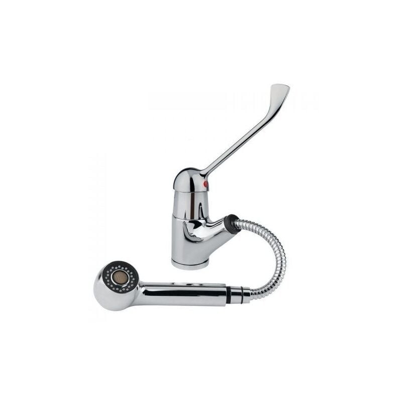 foto del prodotto idral rubinetteria miscelatore lavello cucina con doccetta estraibile e leva clinica idral 02451 cromo