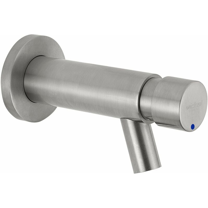 foto del prodotto idral rubinetteria rubinetto lavabo a parete con arresto temporizzato e comando a pulsante idral inox 08400 acciaio