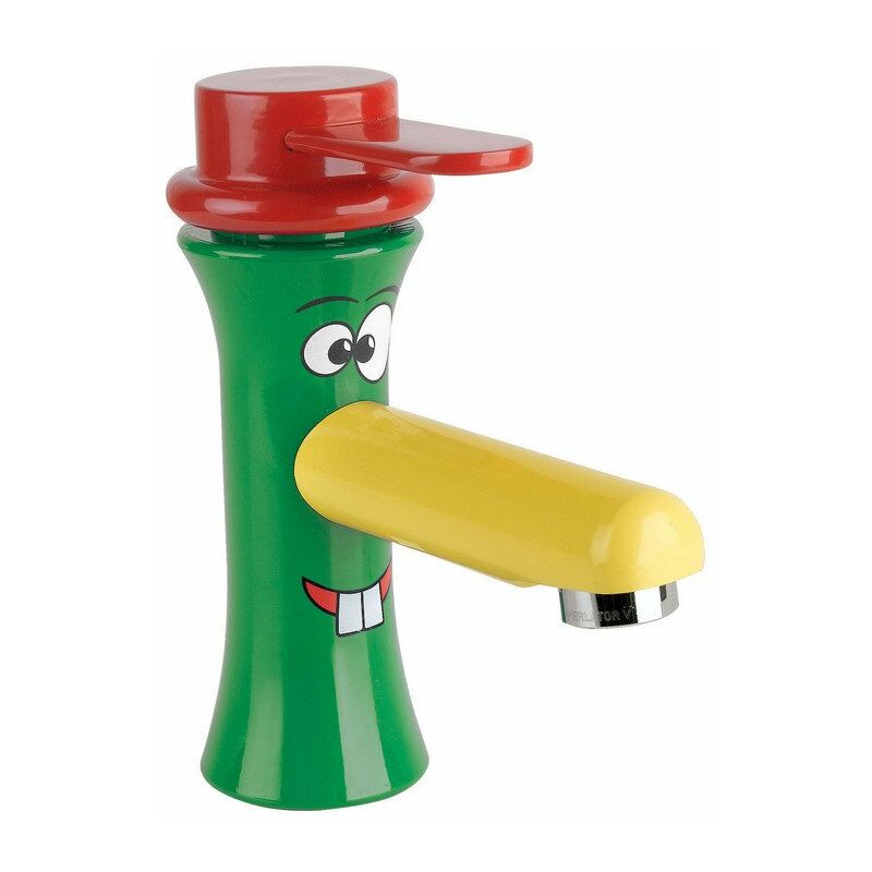 foto del prodotto idral rubinetto lavabo serie kids con cartuccia monoacqua a dischi ceramici 01210 ottone verde,rosso e giallo