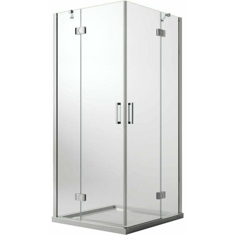 foto del prodotto idralite - box doccia ap. battente vetro trasparente con easyclean h 190 mod. flip anta + anta 120x120 cm