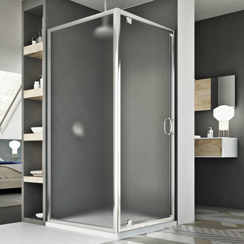 foto del prodotto idralite box doccia battente vetro stampato h 185 mod. sintesi duo 1 anta 80x100 ap. 100 cm rettangolare