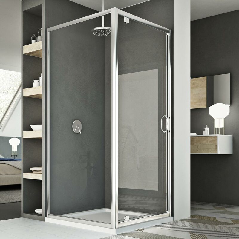 foto del prodotto idralite box doccia battente vetro trasparente h 185 mod. sintesi duo 1 anta 70x90 ap. 90 cm rettangolare