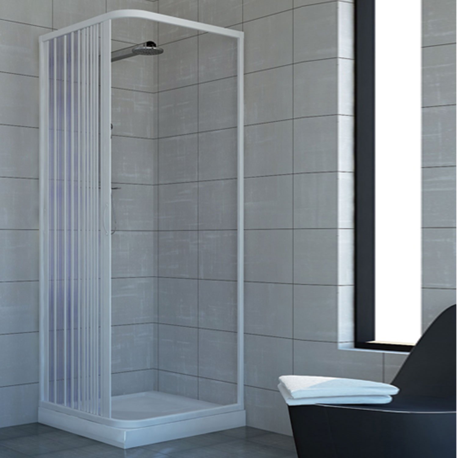 foto del prodotto idralite box doccia in pvc h 185 cm mod. acquario 90x100 apertura laterale