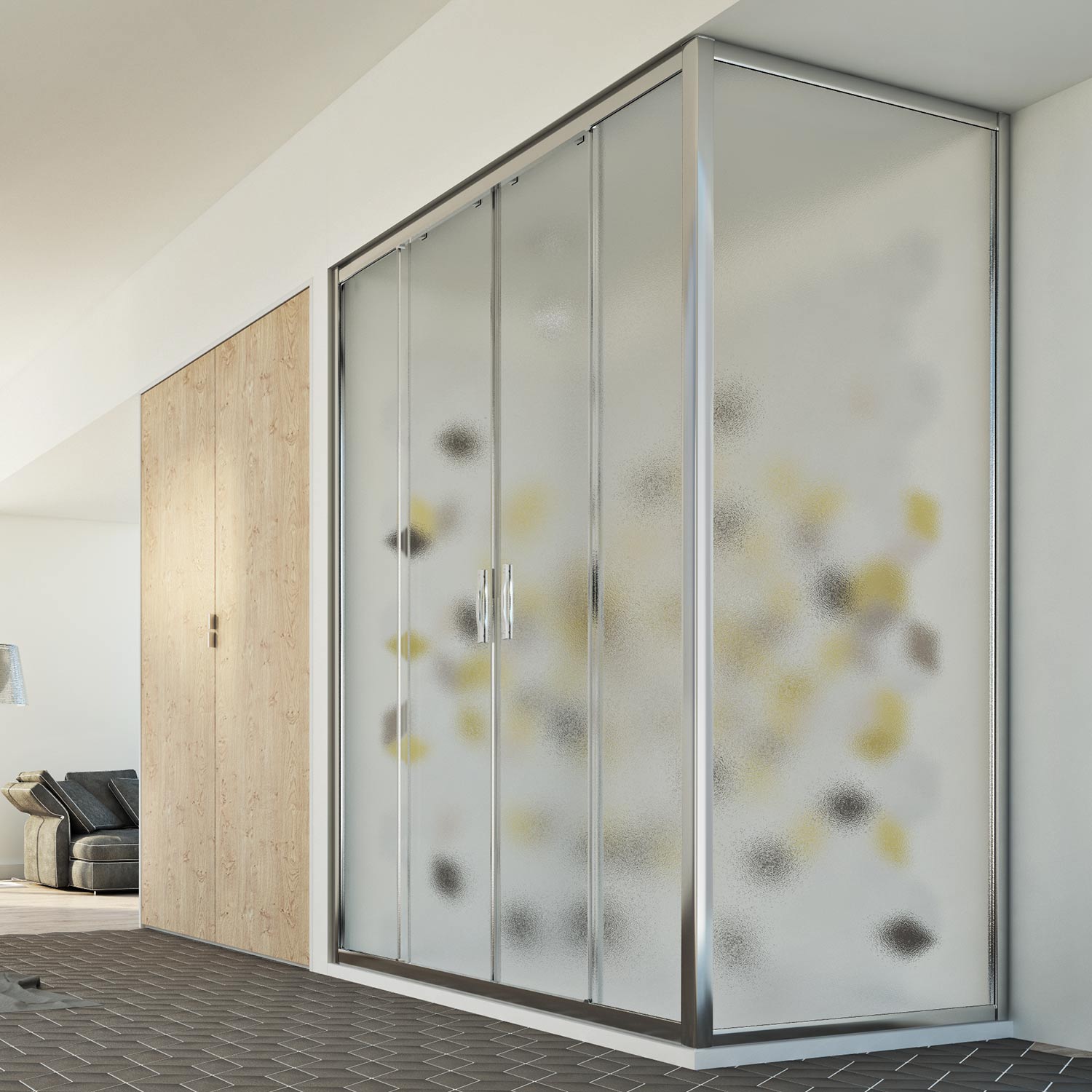 foto del prodotto idralite box doccia rettangolare vetro stampato mod. young duo 2 ante 80x160 cm