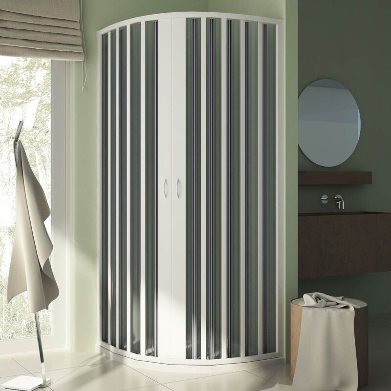 foto del prodotto idralite box doccia semicircolare in pvc a soffietto h 185 mod. sharp centrale 80x80 cm raggio 55