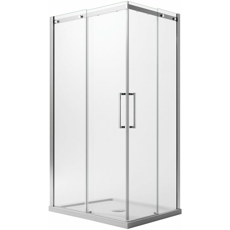 foto del prodotto idralite box doccia vetro trasparente 8 mm con easyclean h 200 mod. prime corner 75x80 cm versione sinistra