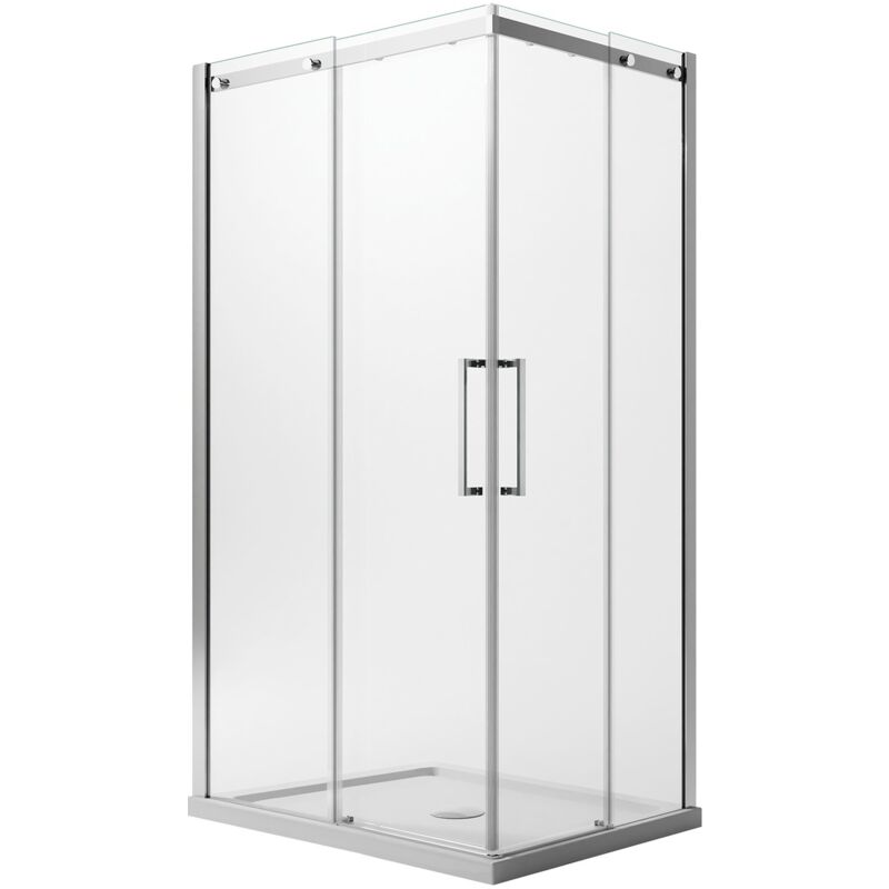 foto del prodotto idralite box doccia vetro trasparente 8 mm con easyclean h 200 mod. prime corner 75x90 cm versione sinistra