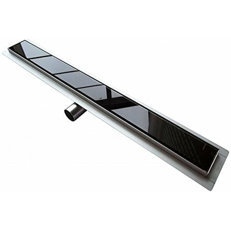 foto del prodotto idralite canalina di scarico doccia a pavimento acciaio inox vetro nero mod. glass 100 cm