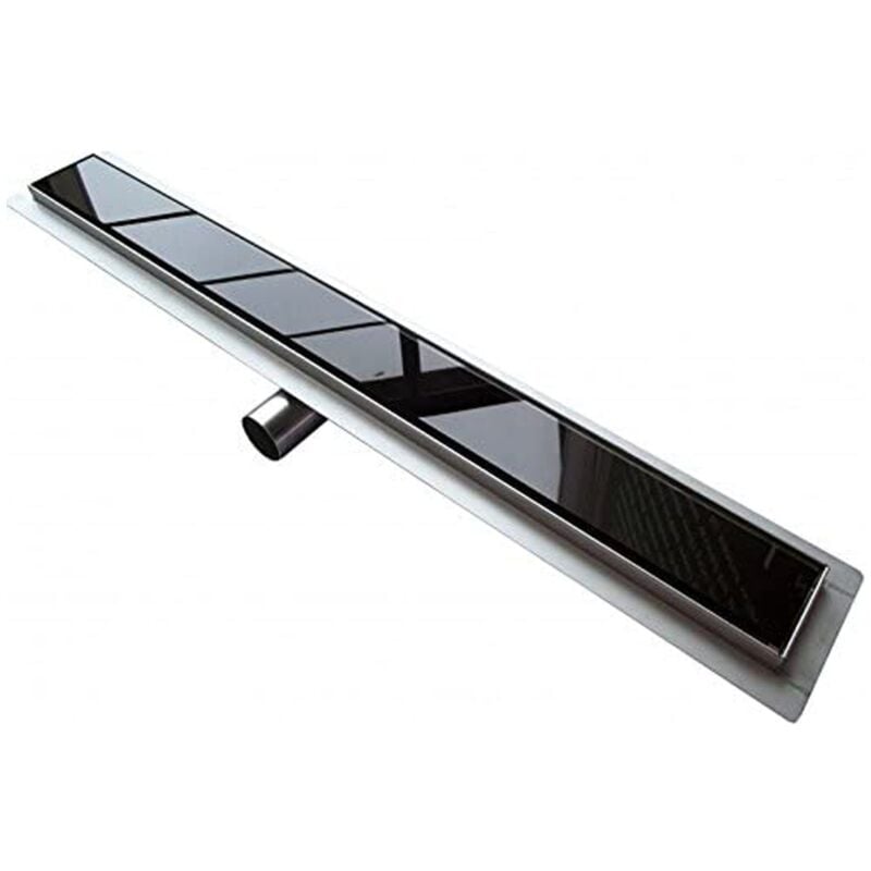 foto del prodotto idralite canalina di scarico doccia a pavimento acciaio inox vetro nero mod. glass 110 cm