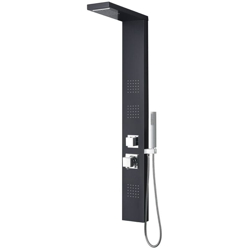 foto del prodotto idralite colonna doccia squadrata alluminio nero pannello idromassaggio mod. vittoria