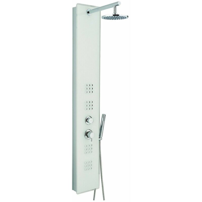 foto del prodotto idralite colonna doccia vetro pvc pannello soffione miscelatore bagno metaform crystal