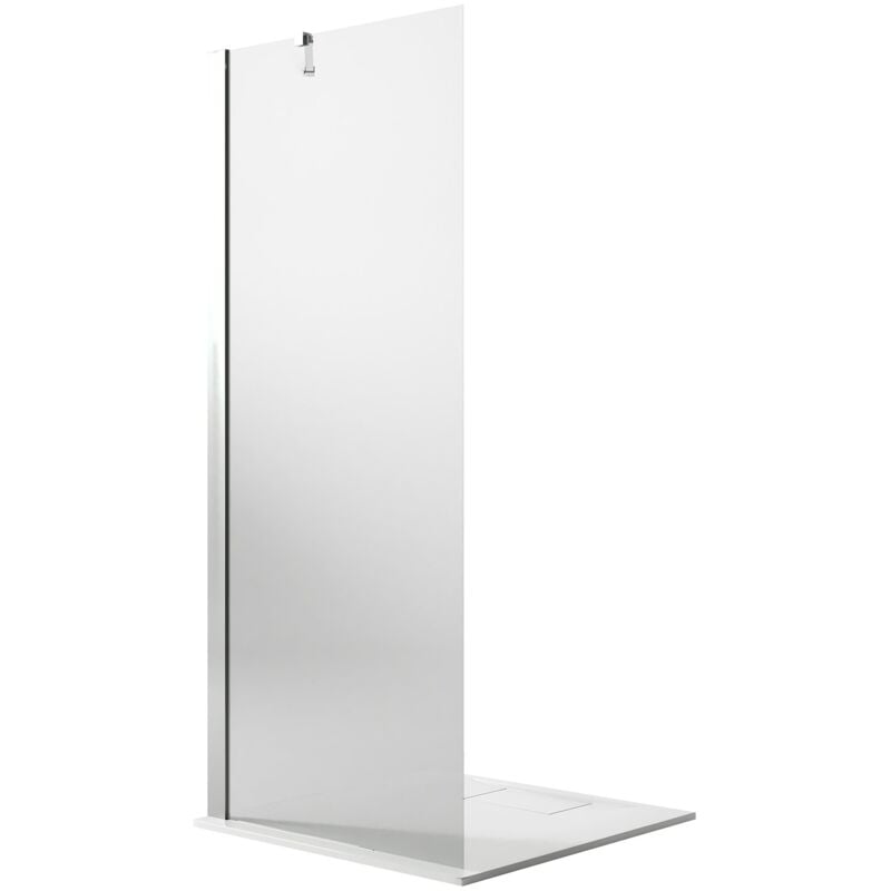 foto del prodotto idralite parete doccia vetro trasparente con trattamento anticalcare h 190 mod. walk in flip 17 cm