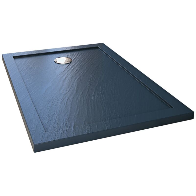 foto del prodotto idralite piatto doccia bordato antracite effetto pietra in acrilico mod. flower 70x140x4 cm rettangolare