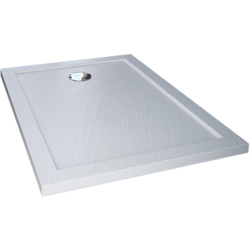 foto del prodotto idralite piatto doccia bordato effetto pietra bianco in acrilico mod. flower 80x170x4 cm rettangolare