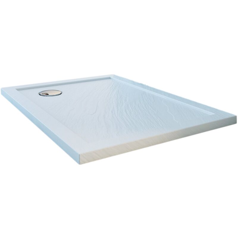 foto del prodotto idralite piatto doccia bordato effetto pietra bianco in acrilico mod. flower 80x80x4 cm quadrato