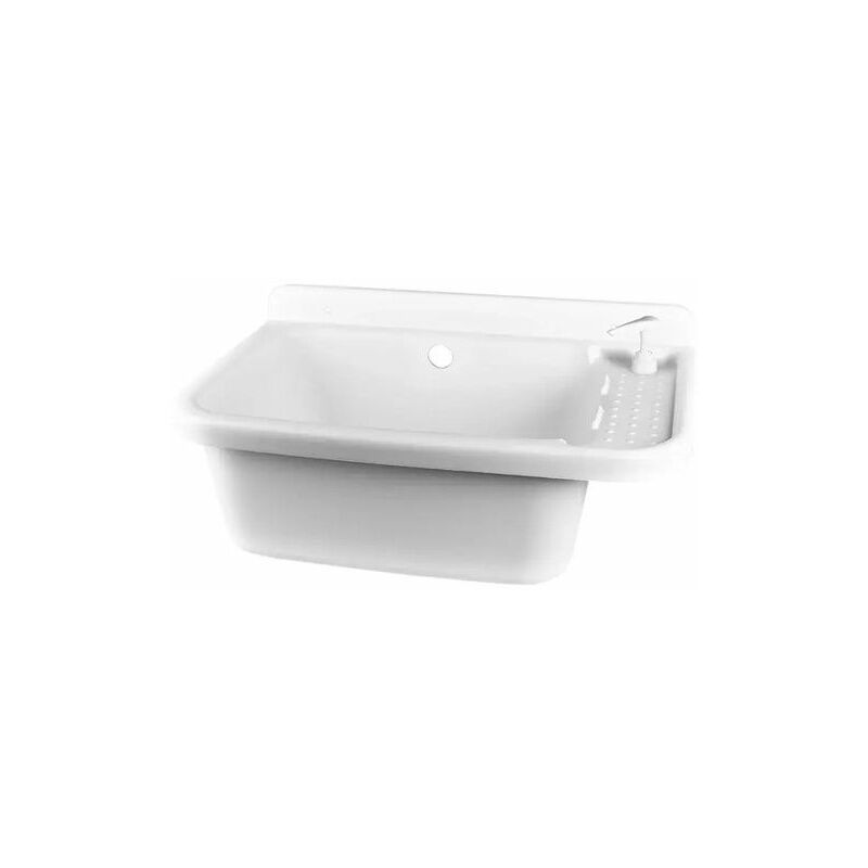 foto del prodotto idralite pilozzo lavatoio a parete in resina mongardi 60cm con dispenser bianco 7835c98m