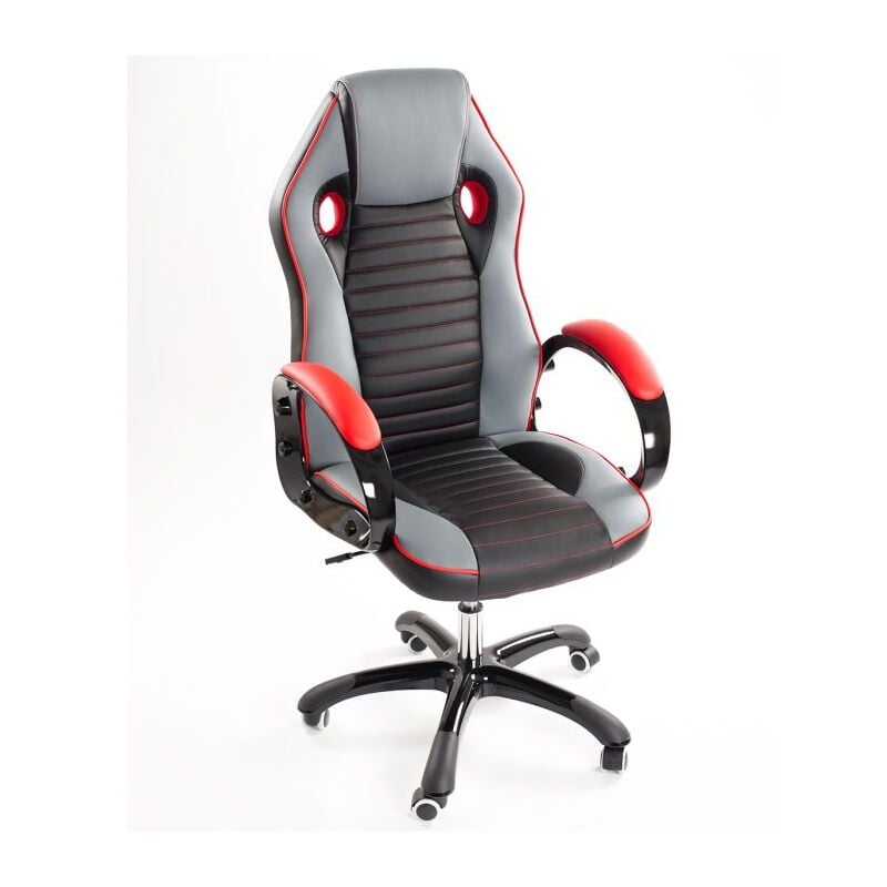 foto del prodotto idralite poltrona da ufficio presidenziale modello sport racing ideale per gaming colore nero grigio e rosso