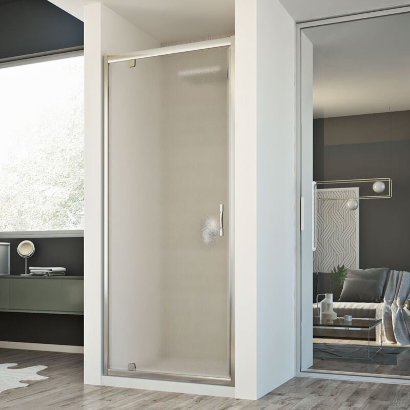 foto del prodotto idralite porta doccia battente vetro stampato h 198 mod. cristal 1 anta 80 cm