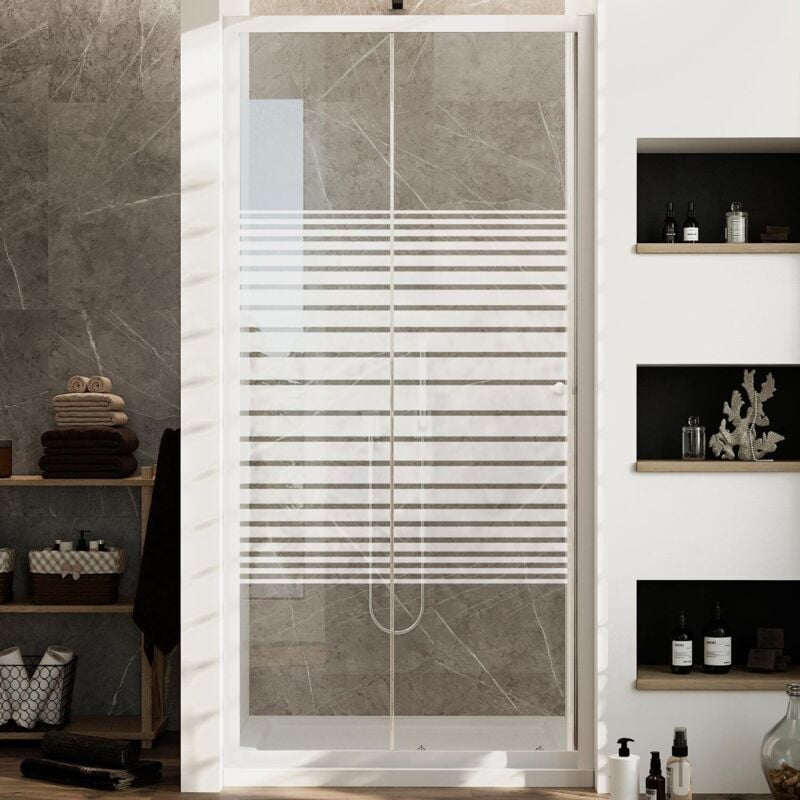 foto del prodotto idralite porta doccia bianco vetro serigrafato h 185 mod. blanc 120 cm
