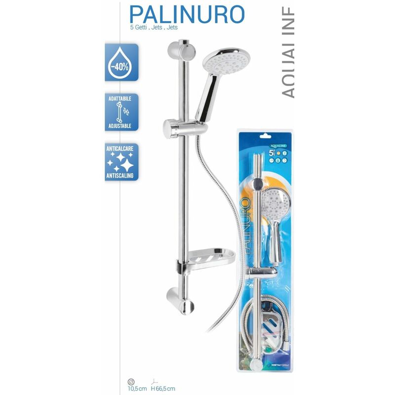 foto del prodotto idralite saliscendi doccia doccetta metaform cromato palinuro 5 getti con portasapone