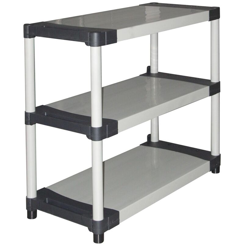 foto del prodotto idralite scaffalatura scaffale modulare grigio in resina 3 ripiani da h 85 cm scarpiera