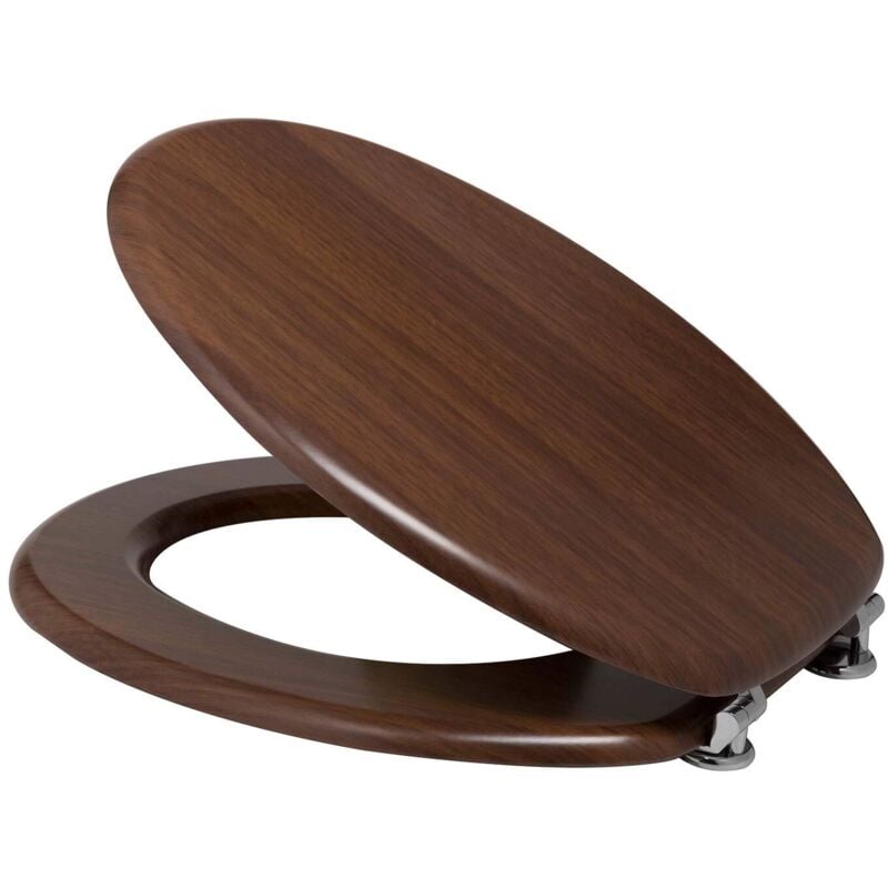 foto del prodotto idralite sedile wc noce copriwater copriasse in mdf liscio con coperchio mod. pegaso