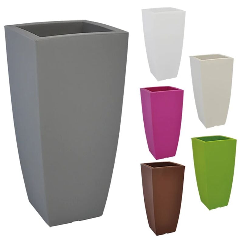 foto del prodotto idralite vaso alto in resina monacis stilo square top h 90 cm. vari colori colore avorio