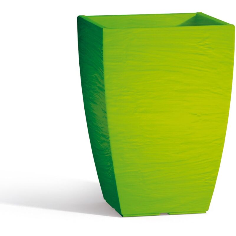 foto del prodotto idralite vaso con sottovaso in resina mod. aloe quadrato 27x27cm h 40 verde