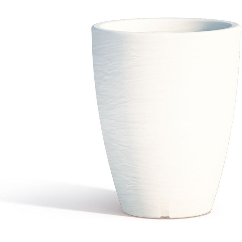 foto del prodotto idralite vaso con sottovaso in resina mod. aloe tondo 30 cm h 38 bianco
