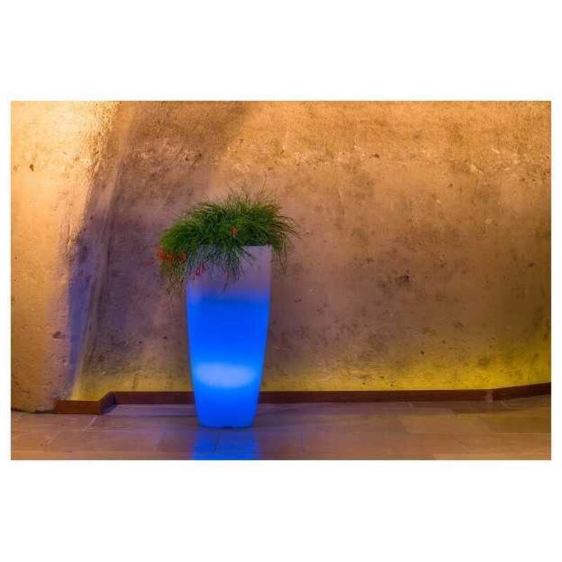 foto del prodotto idralite vaso luminoso da giardino in resina bianca per esterno.