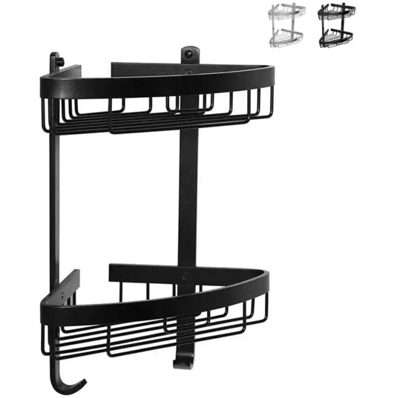 foto del prodotto idro bric - aquasanit attractive mensola doccia angolare 2 ripiani nero opaco codice prod a111006na