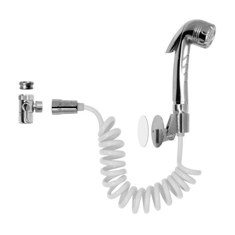 foto del prodotto idro bric doccia a pulsante duplex sally cromato con flessibile estensibile a molla e supporto inclinabile blidup0070cr